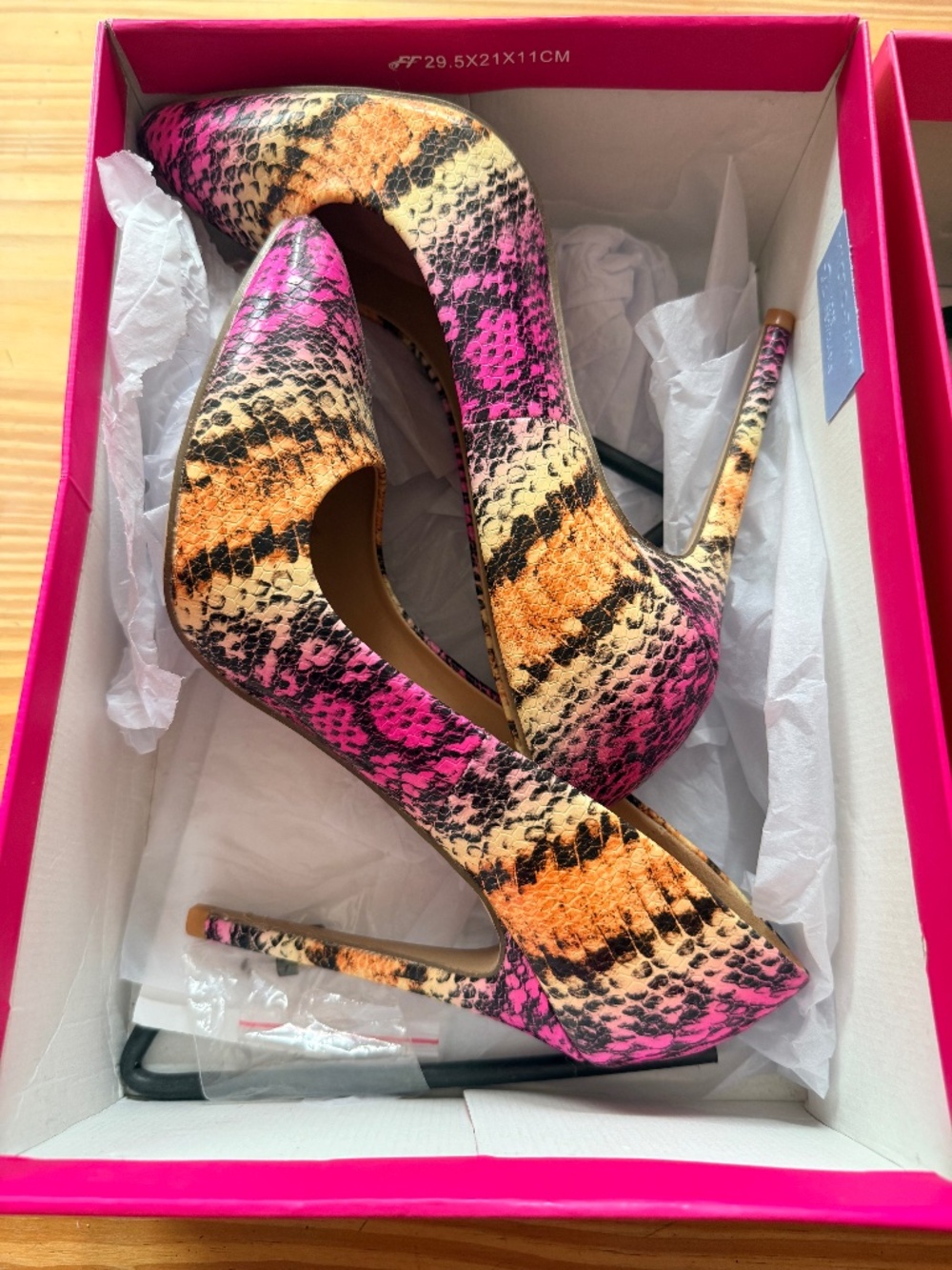 Multi color snakeskin heels